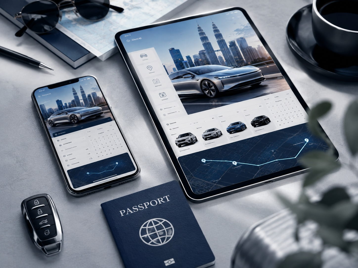 Digital workflow for booking a premium rental car